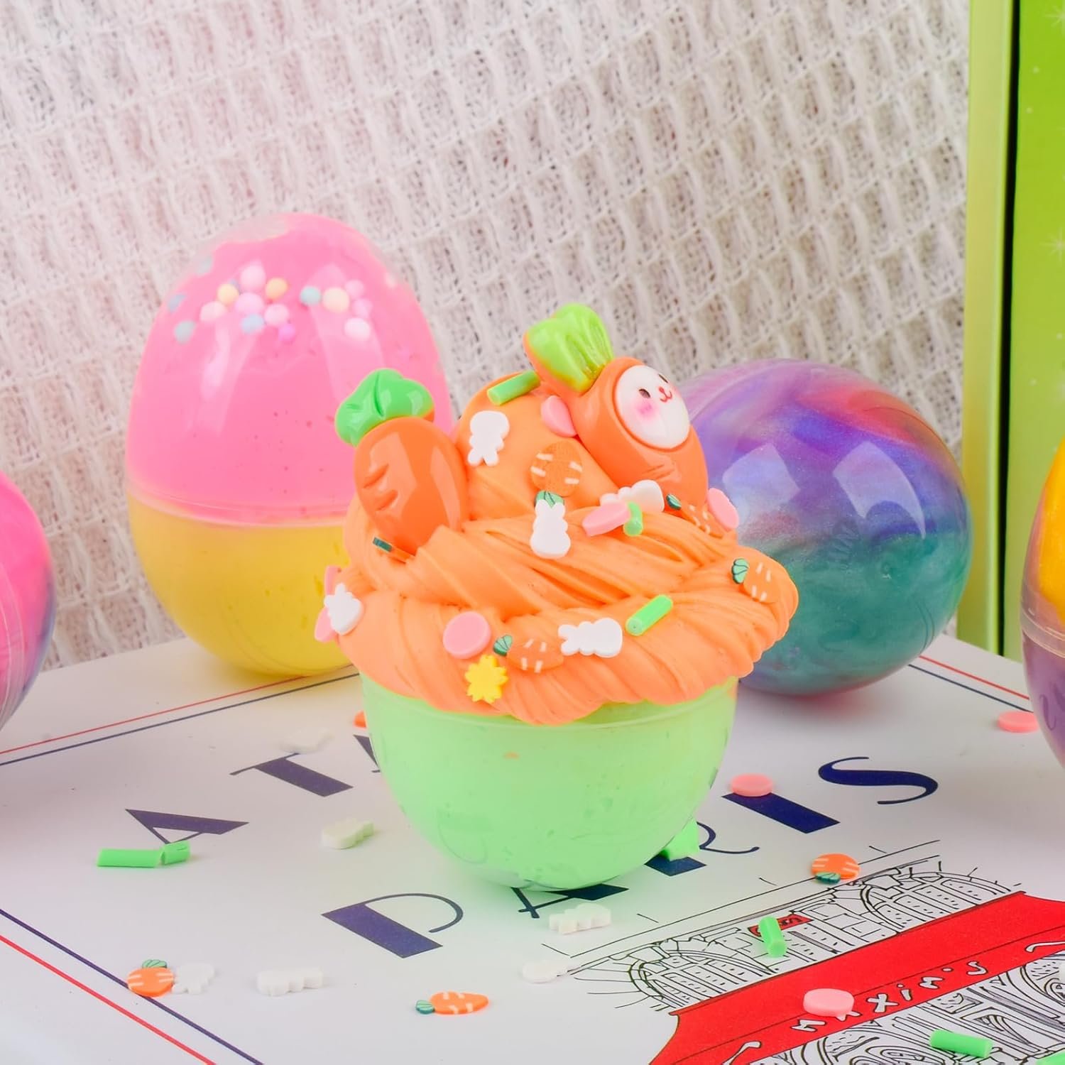 Easter Basket Stuffers - 5 Pack Kit of Eggs Filled with Slime and Charms - Prefilled Eggs with Toys Inside Easter Gifts for Toddlers Teens Girls Boys - Image 3