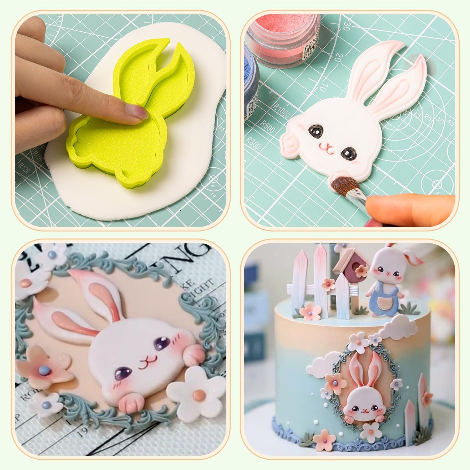 KALAIEN 2 Pcs Easter Bunny Cookie Cutter,Mini Easter Stamps Cookie Cutters Decorating Kit,3D Cookie Biscuit Baking Tools - Image 8