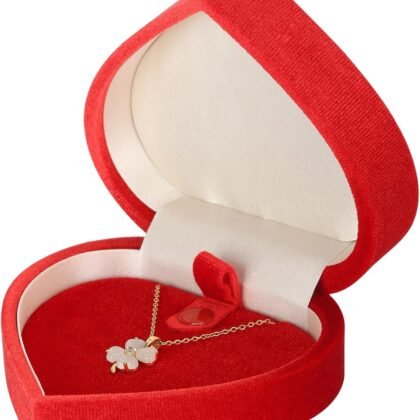 LETURE Heart-Shaped Velvet Pendant Necklace Gift Box, Jewelry Holder Box for Necklace Pendants Eerring Bracelet, Storage Display Case (Red)