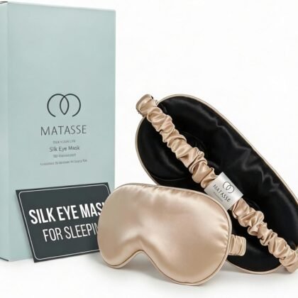MATASSE 100% Mulberry Silk Sleep Mask 22 Momme Grade 6A -3D Contoured Eye Mask for Sleeping, 14mm Deep Eye Cups, Total Blackout Blindfold for Women Men, Adjustable Strap, Side Sleeper