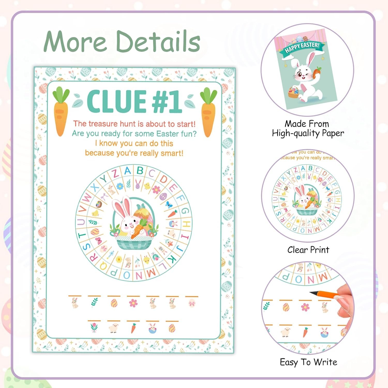HOWAF 11pcs Outdoor Easter Hunt Clues Cards, Outdoor Easter Party Games Easter Scavenger Hunt with Friends, Family - Image 3
