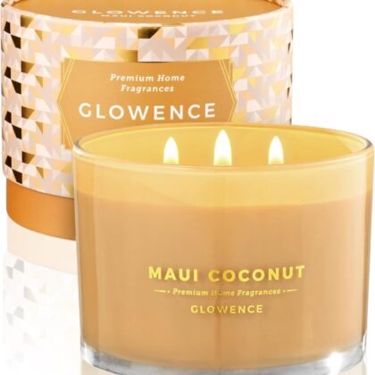 Luxury Coconut Scented Candle - Large 3 Wick Jar Candle - Elegant Gift for Women & Men - 100% Natural Soy Wax - Up to 40 Hours Burning Time - Housewarming Aromatherapy Candle for Home