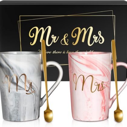 Linkax Wedding Gifts for Couples 2026, Mr and Mrs Coffee Mug His and Hers Bride to Be Bridal Shower Gifts, Useful Christmas Anniversary Engagement Present for Couple Newlyweds Husband Wife