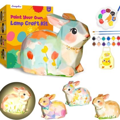 Paint Your Own Bunny Lamp Kit, Arts and Crafts for Kids Ages 8-12, Art Supplies Painting kit for Kids 6-12, Bunny Crafts Night Light, Birthday Easter Party Holiday Gift for Girls Boys Ages 3 4 5 6 7+