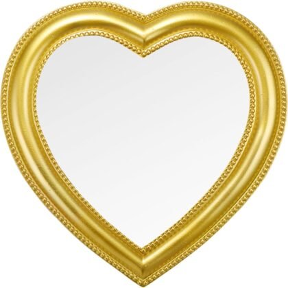 Heart Shape Makeup Mirror Wall Mounted Mirror with Hanging Hole for Home Room Decoration Birthday Gift Valentine's Day Gift for Girl,10.6x10.2inch(Gold)