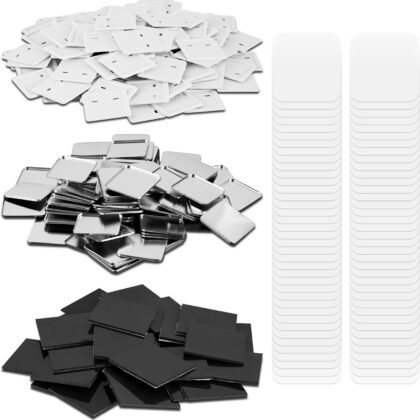 100 Sets 50mm Square Magnets Supplies 1.97 Fridge Magnet Maker Supplies DIY Fridge Magnets Making Set for Square Magnets Maker, Including Metal Cover, Mylar, Plastic Back Cover&Soft Magnet