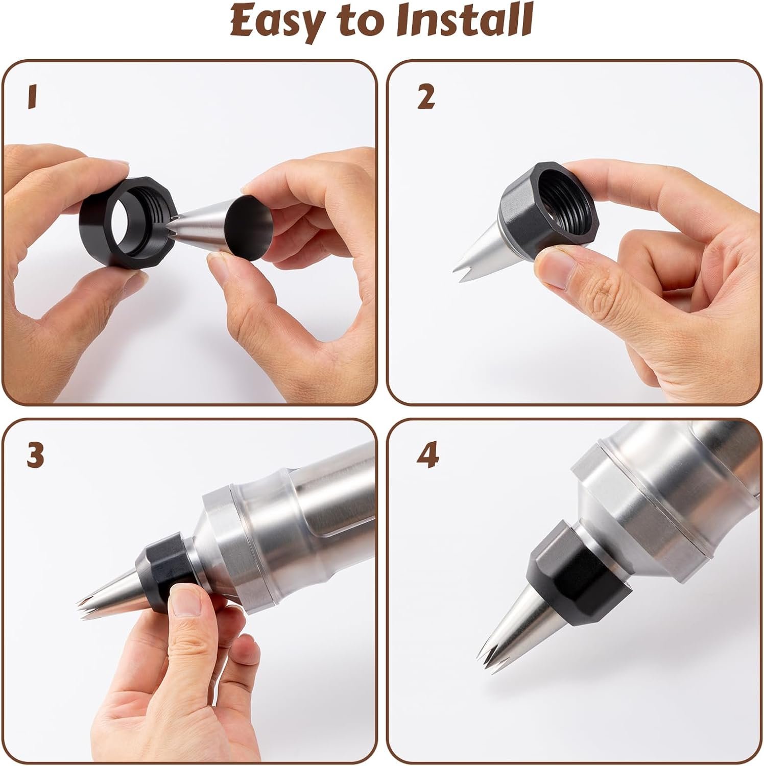 Dessert Decorating Syringe Set, Stainless Steel Frosting & Icing Piping Kit with 6 Tips and 9 Silicone Cupcakes,3 Cream Scraper for Cake Decorating Tools Cupcake Decorating Kit - Image 8