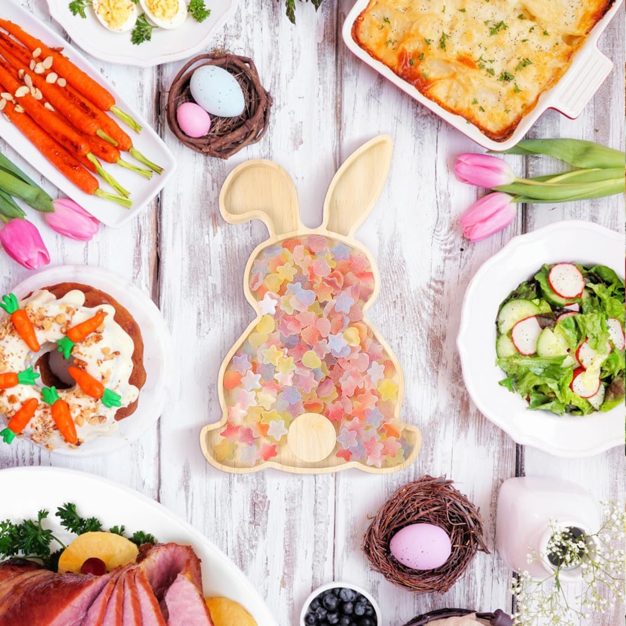 Gadpiparty Easter Charcuterie Board, Bunny Charcuterie Board, Fruit Platter for Parties Holidays Dinners 11.22X6.88X0.59In - Image 5