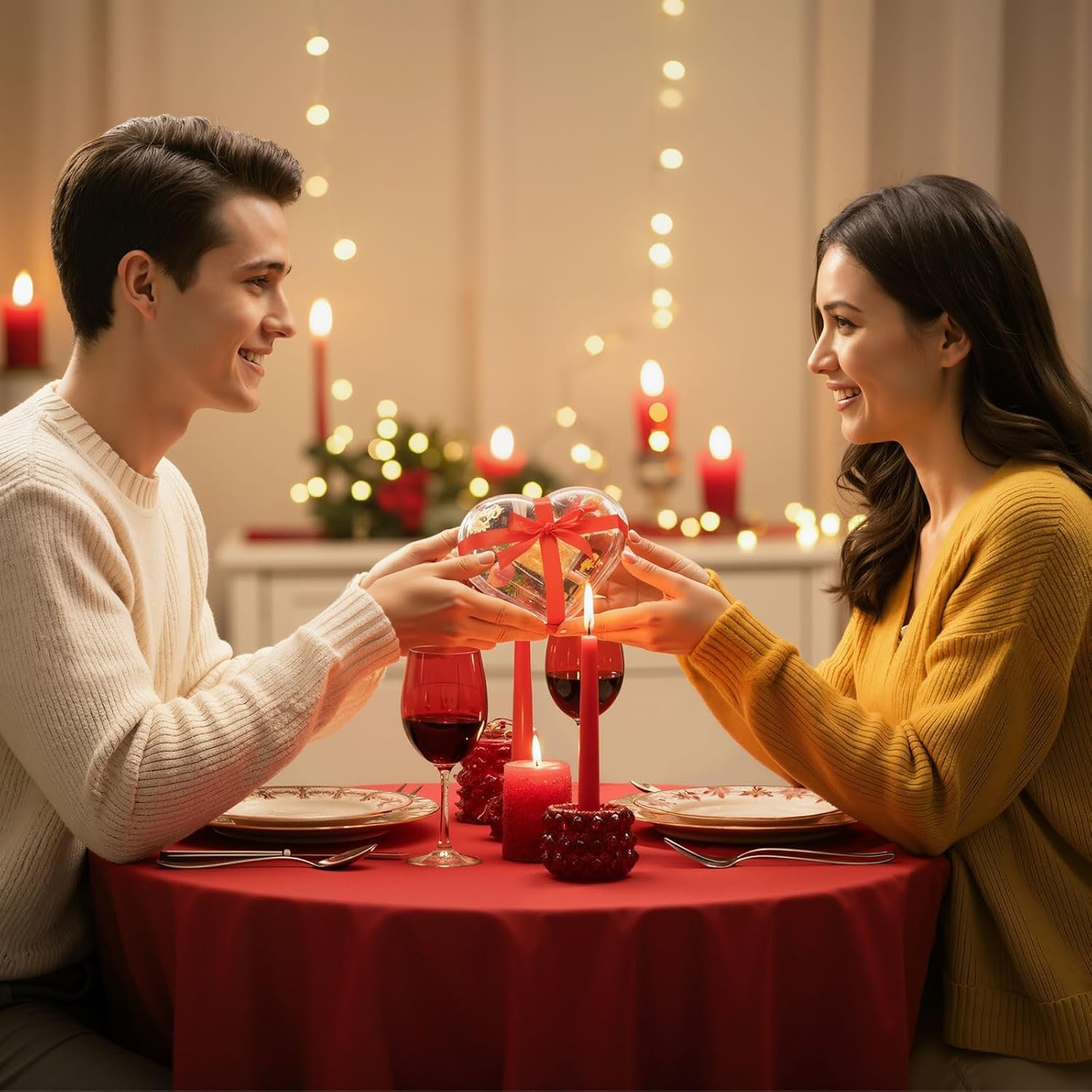 4 Pcs Valentine's Day Heart Shaped Plastic Container 5.4" W x 3.5" H Clear Double-heart Box with Lid Valentine's Plastic Storage Box with Ribbon for Packaging Candies, Dessert, Snack - Image 5