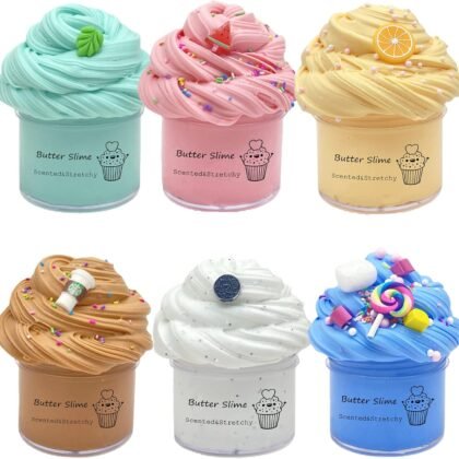 Butter Slime Kit 6 Pack Pre Made Sludge Toy for Party Favors, Super Soft and Non-Sticky, Easter Egg Fillings Christmas Stocking Stuffers, Gifts for Kids Girls Boys