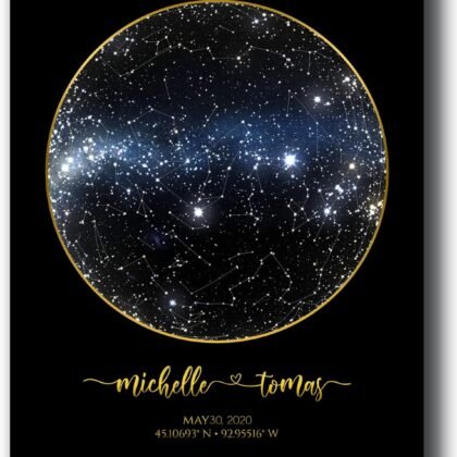 Custom Star Map Personalized Print Constellation Chart Night sky Poster Gift Wedding Anniversary 9ts