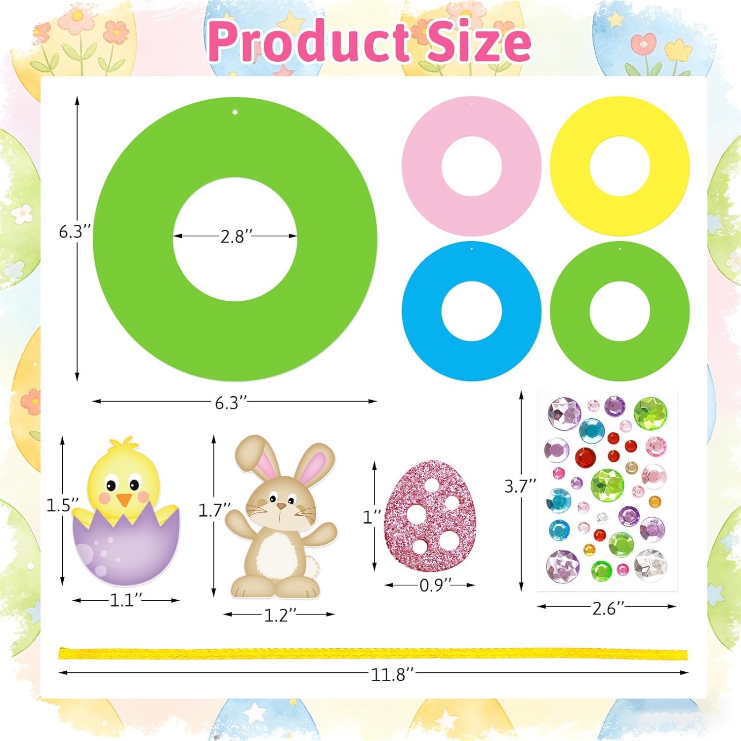 Treasure Cove Easter Crafts for Kids Easter Wreath Craft Kits DIY Foam Wreath Decorations Hanging Ornaments with Foam Stickers for Spring Classroom Home Activity Party Decor 12 Sets - Image 3