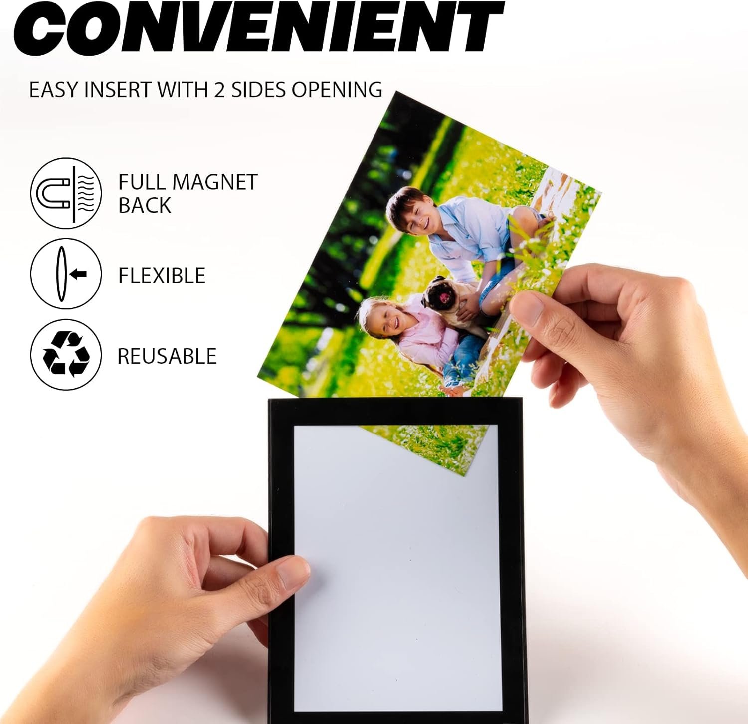 Magnetic Picture Frames with Black Border(4"X6",10 Pack),Magnet Photo Frame Pockets/Postcard Holder,Decorations for home/office/school/Classroom/party - Image 2