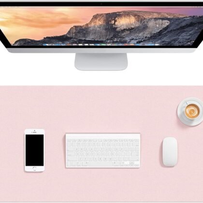 Hsurbtra Desk Pad, 30" x 14" PU Leather Desk Mat, XL Extended Mouse Pad, Waterproof Desktop Blotter Protector, Non-Slip Ultra Thin Large Laptop Keyboard Writing Mat for Office Home, Pink