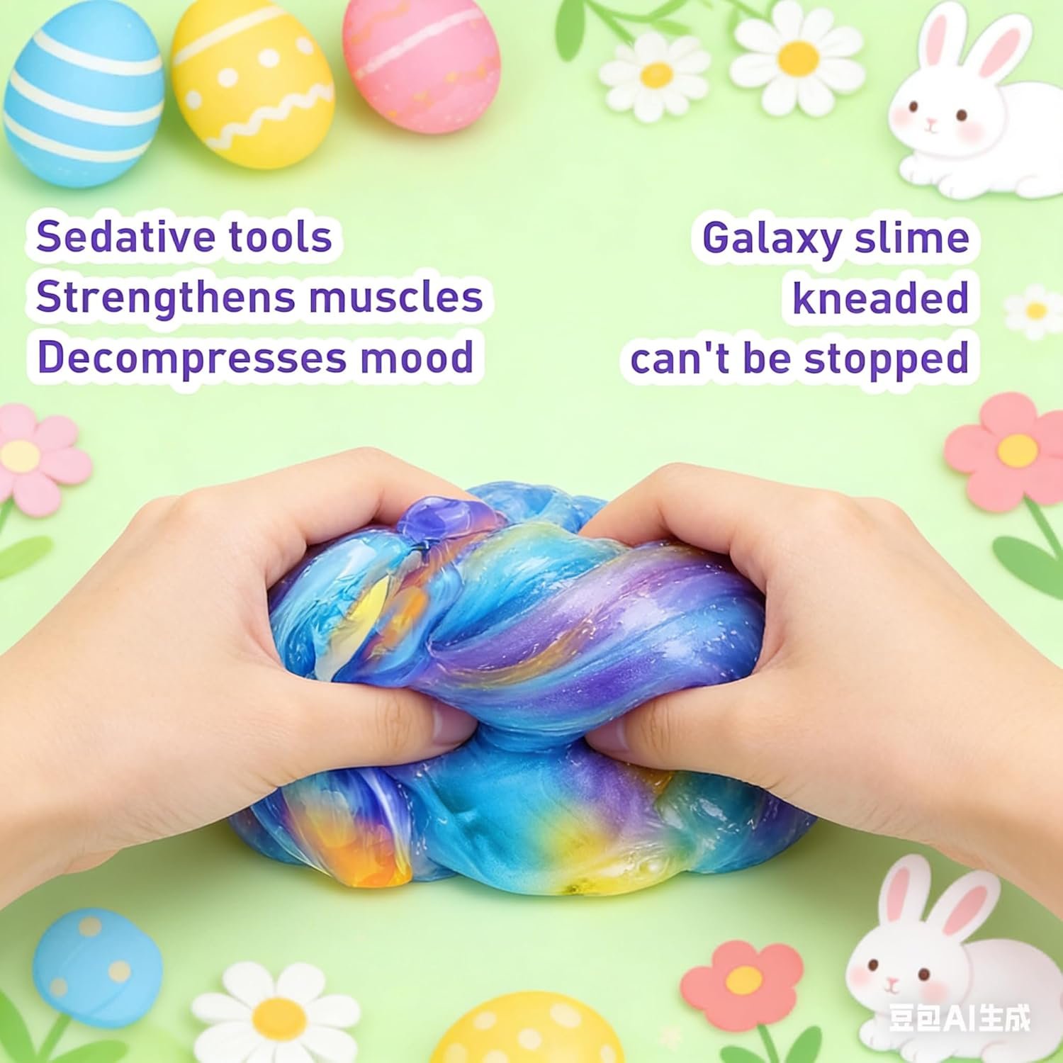 6 Pack Galaxy Slime Eggs, Easter Slime Eggs, Easter Egg Hunt Favors, Sensory Stress Relief Fidget Toys for Kids, Easter Basket Stuffers & Party Supplies - Image 5