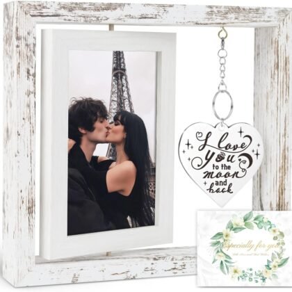 I Love You to the Moon and Back Couples Picture Frame 4x6, Valentines Wedding Anniversary Brithday Gifts for Him Her Boyfriend Girlfriend Wife Husband, Personalize Love Picture Frame for Men Women