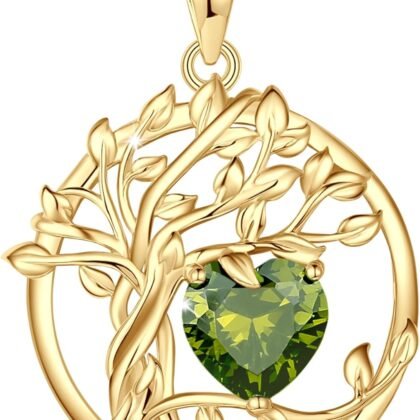 FANCIME Tree of life Birthstone necklace Sterling Silver Pendant Birthstone Necklace Gemstone Anniversary Birthday Jewelry Mothers Day Gifts for Mom Her Wife
