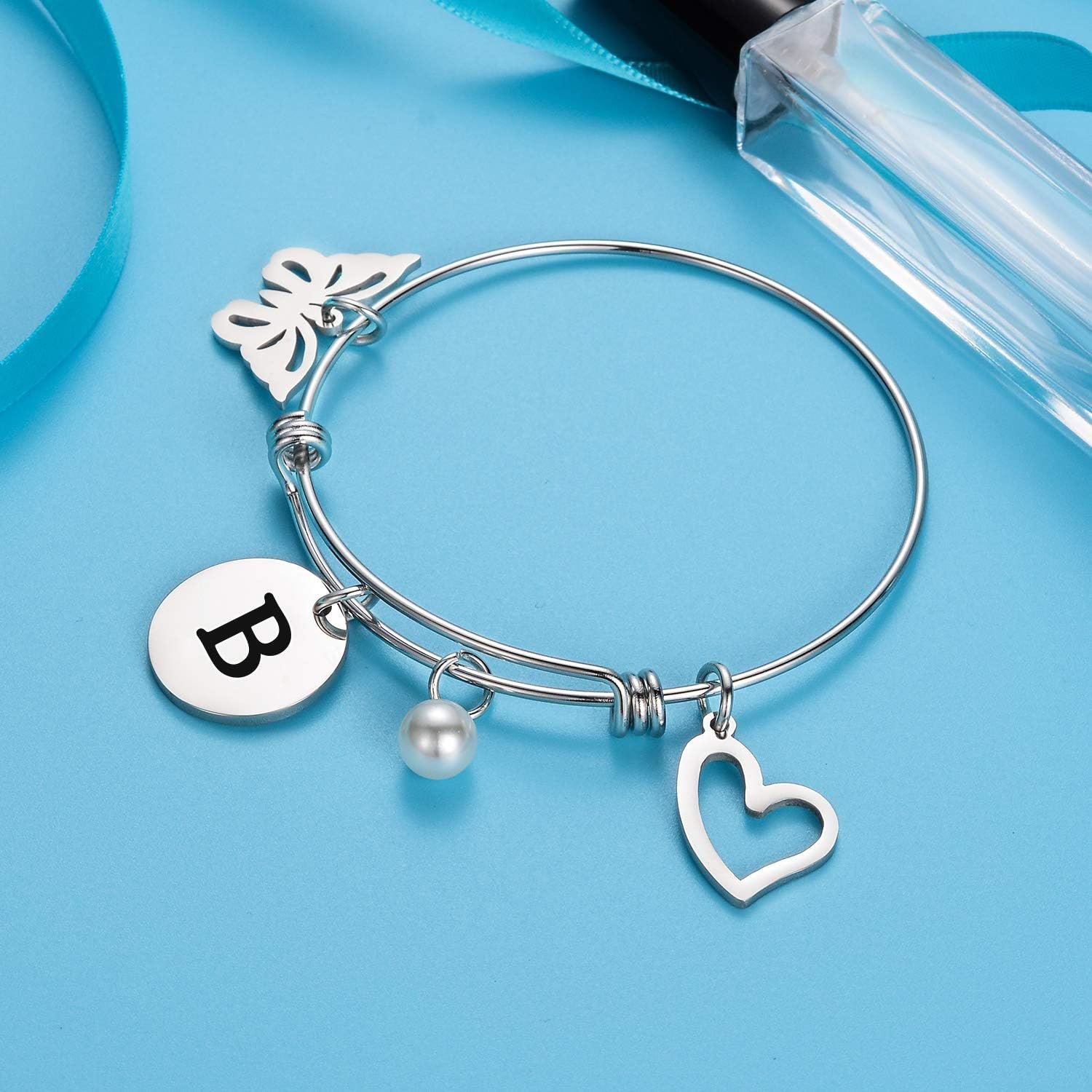 malyunin Initial Bracelet Charm Bracelets Heart Butterfly 26 Letters Alphabet Bracelet for Women Letter Bracelet Personalized Jewelry - Image 5