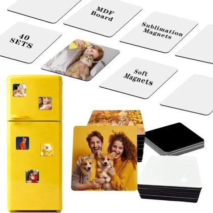 80Pcs Sublimation Blanks Square Sublimation Magnets Blank Set 3×3 40 Pack MDF Blank Magnets with Soft Magnet for DIY Crafts