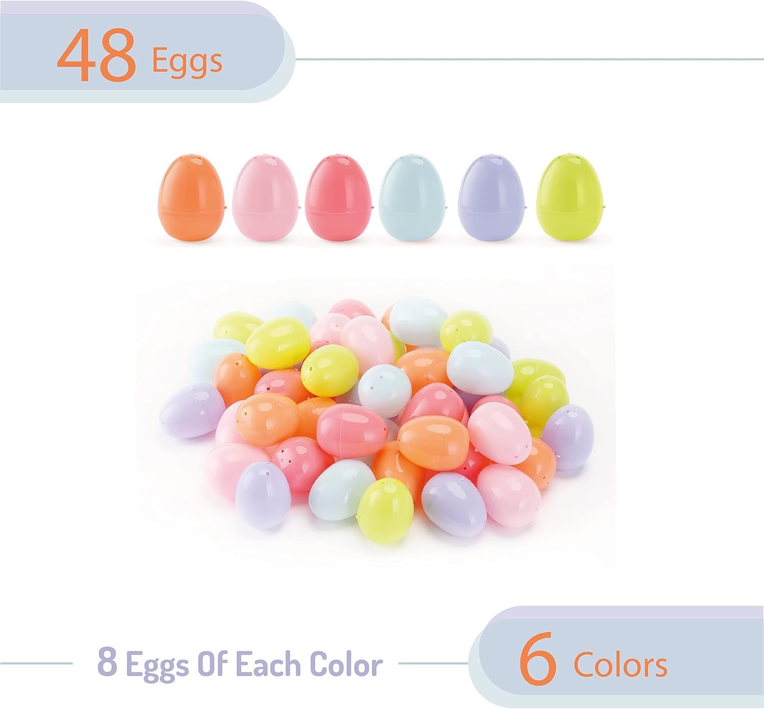Mr. Pen- Fillable Easter Eggs, Bright Color, 2.3 inch, 48 Pack, Easter Eggs, Plastic Eggs, Easter Eggs Empty, Plastic Easter Eggs, Plastic Eggs Fillable, Easter Eggs Bulk - Image 2