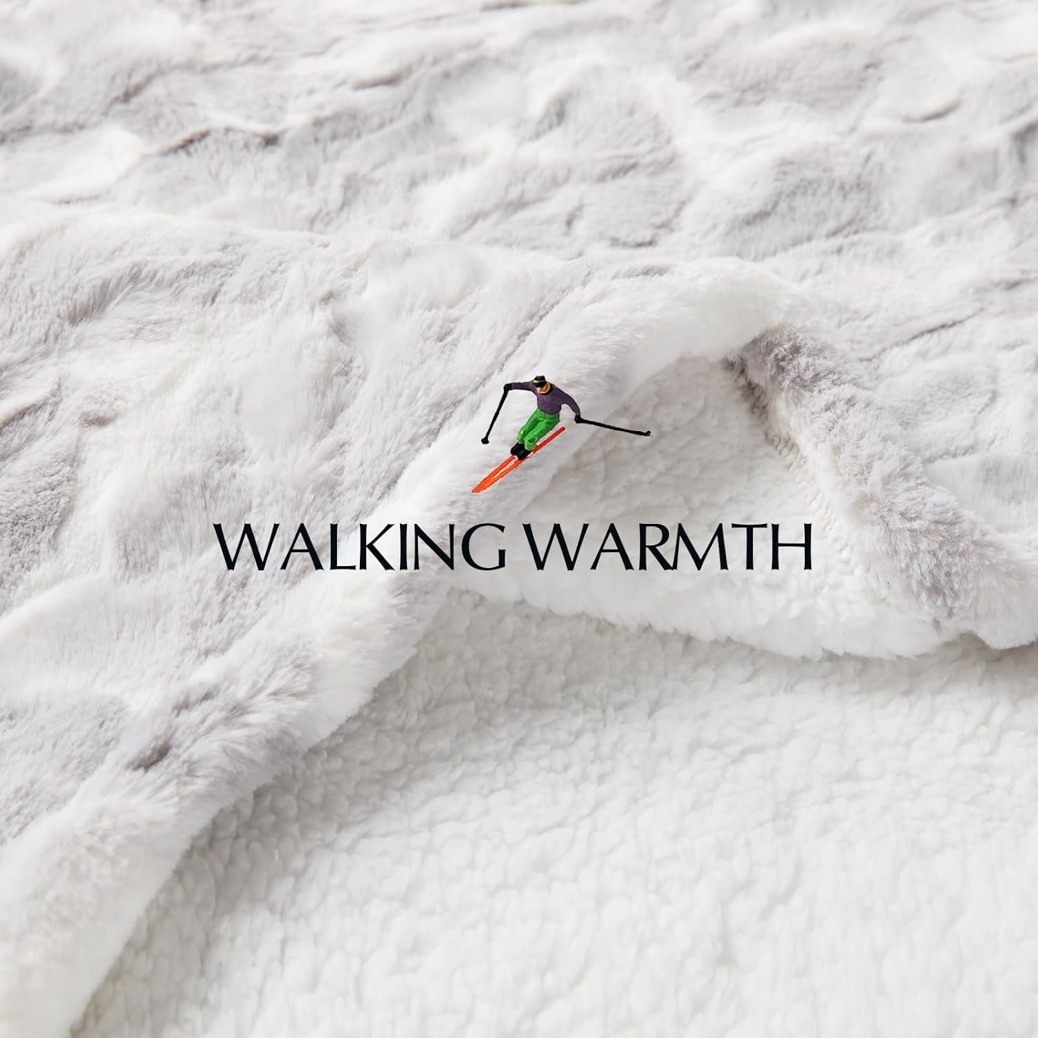 SNUGSUN Heated Throw Blanket Faux Fur & Sherpa, Safe Electric Blanket ETL & FCC Certified, Soft Warm 6 Heating Levels & 4 Hours Auto-Off, Machine Washable, 50"x60" Light Grey & White Pattern - Image 7