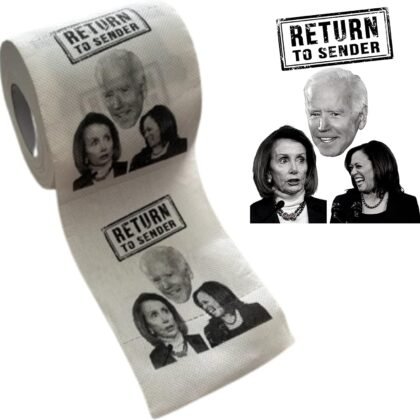 Pesky Patriot Anti-Democrat Party 2-Pack Toilet Paper Roll | Hilarious Facial Expression Anti Joe Biden, Kamala Harris, & Nancy Pelosi Roll | Funny Political Gift for Republicans or Democrats