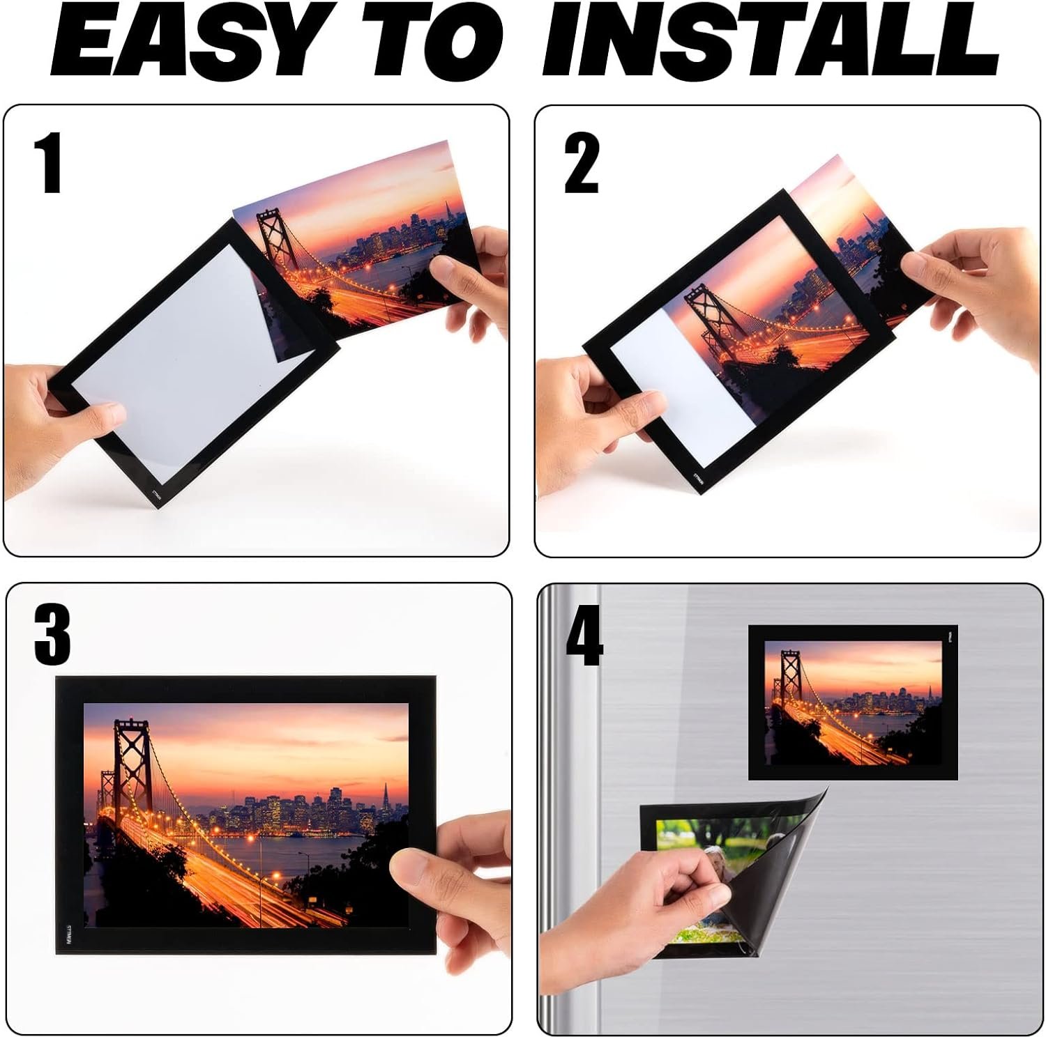 Magnetic Picture Frames with Black Border(4"X6",10 Pack),Magnet Photo Frame Pockets/Postcard Holder,Decorations for home/office/school/Classroom/party - Image 4