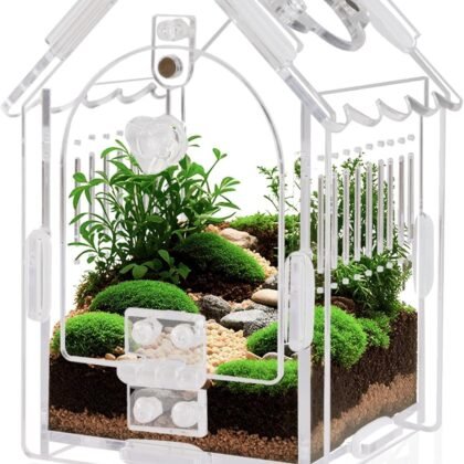 Jumping Spider Enclosure - Internal Dimensions 3.15"x3.15"x5.6" Acrylic Terrarium Kit for Tarantulas/Mantis/Reptiles with Magnetic Door, Ventilation & Easy Assembly