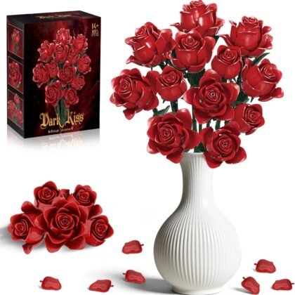 Mother's Day Red Roses Bouquet Building Set, 12 Forever Roses Flowers Bouquet, Compatible with Lego Rose Flowers, Valentines Day for Girlfriend Her Mom Wife