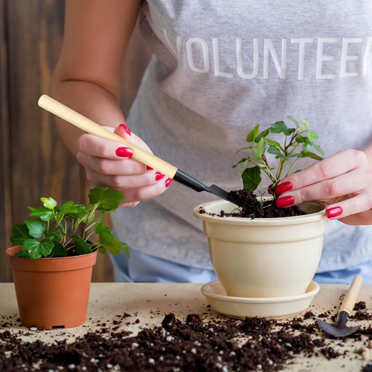 Garneck 8 Sets Mini Gardening Tools with Metal Rake Trowel and Shovel - Succulent Potting Planting Kit for Indoor - Small Gardening Tools for Cultivating Weeding Transplanting - Image 5