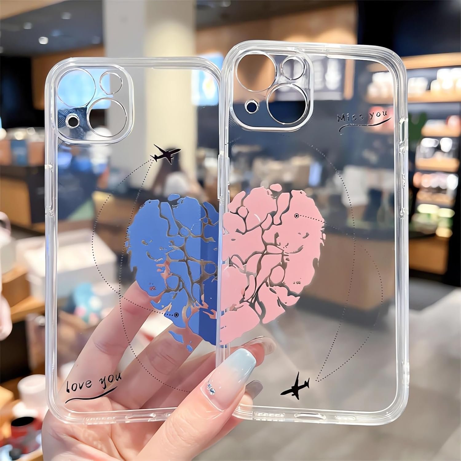 Awsaccy Cute Matching Phone Cases for Couples His and Her iPhone 16 Phone Case Cover Perfect Lover's Gift, Valentine Gift Love Set Gift for Her Him Boyfriend Girlfriend Pink - Image 5