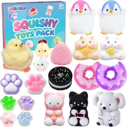 Taba Squishy 21Pack, Fufu Squishies Stress Relief Sensory Gift Set Silicone Toys for Kids and Adults Party Favors, Birthday Gifts, Christmas Stocking Stuffers
