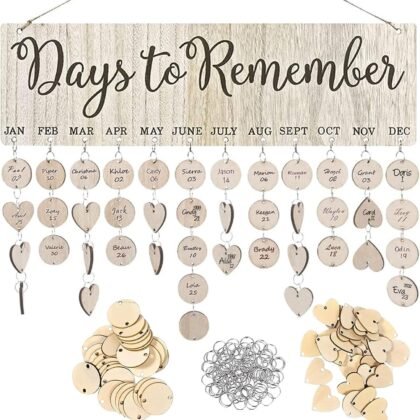 Family Birthday Reminder Calendar Board With Tags,DIY Wooden Birthday Calendar Wall Hanging Plaque,Mother's Day/Birthday/Christmas Gifts for Mom/Grandma(Day to Remember)