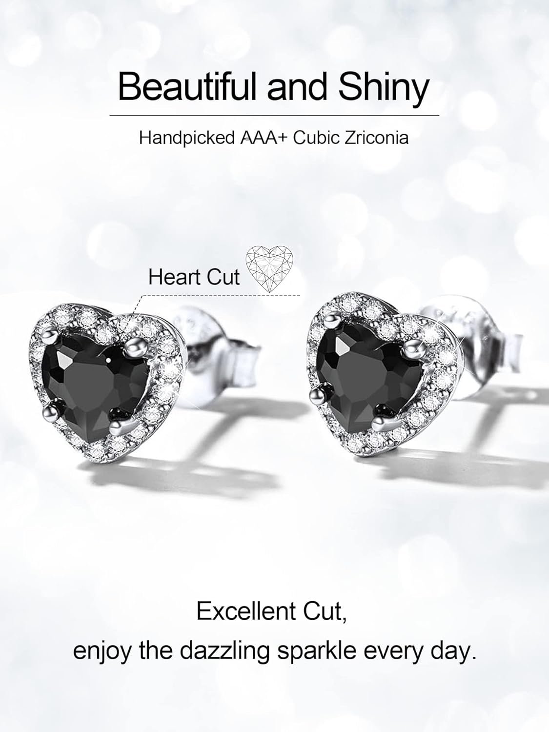 ChicSilver 925 Sterling Silver Heart/Round/Pear/Emerald Cut Birthstone Stud Earrings for Women Birthday Jewelry - Image 5