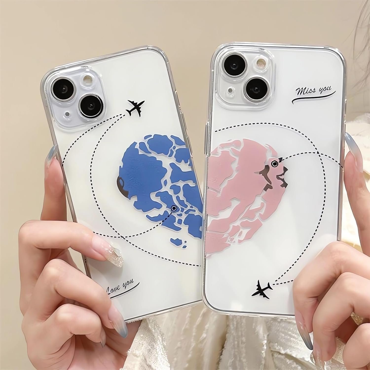 Awsaccy Cute Matching Phone Cases for Couples His and Her iPhone 16 Phone Case Cover Perfect Lover's Gift, Valentine Gift Love Set Gift for Her Him Boyfriend Girlfriend Pink - Image 6