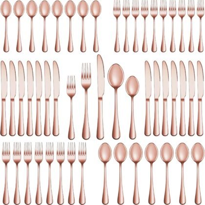 20 Pcs Rose Gold Silverware Set Service for 4, Premium Stainless Steel Flatware Set, Cutlery Utensil Set, Durable Home Kitchen Eating Tableware Set, Include Fork Knife Spoon Set, Dishwasher Safe