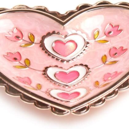 LASODY Rose Heart Jewelry Tray Ring Dish Ring Holder Display Organizer -Keepsake Box for Women