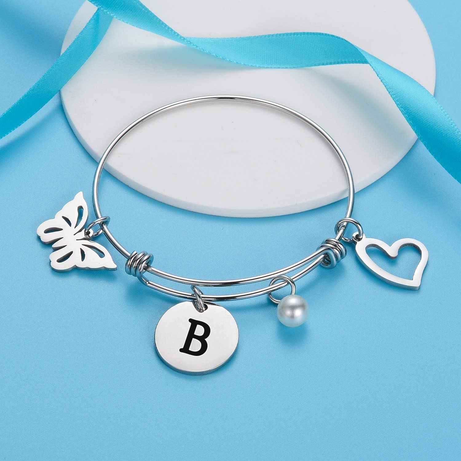 malyunin Initial Bracelet Charm Bracelets Heart Butterfly 26 Letters Alphabet Bracelet for Women Letter Bracelet Personalized Jewelry - Image 4