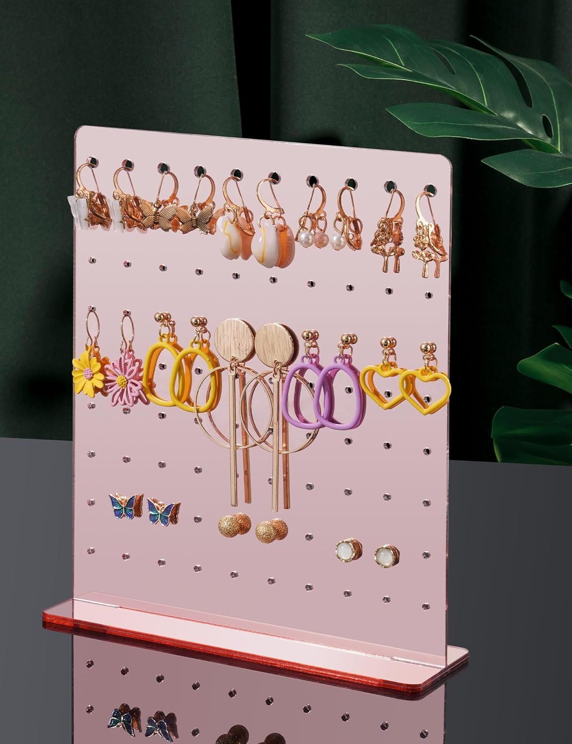 NiHome Acrylic Earring Stand 3PCS, Exquisite Double-Sided Acrylic Earring Organizer with 90 Holes Each - Lightweight and Sturdy Material, Unique Design with Larger Holes for Special Sizes - Image 2