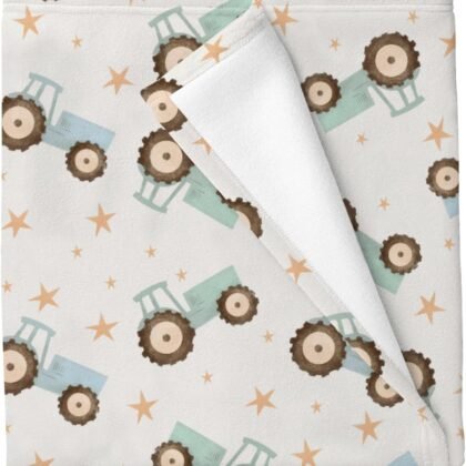 Pastel Truck Tractor Baby Blankets for Boys Girls Blue Green Farm Tractors Swaddle Receiving Blanket Farm Life Soft Swaddling Wrap for Unisex Newborn 30x40in