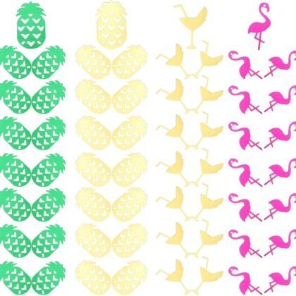 OSALADI Summer Party Confetti Glitter Sprinkles, 60g Pvc Table Decoration Mix with Tropical Pineapple, Yellow Pineapple, Wine Glass Flamingo for Luau and Wedding Party Supplies