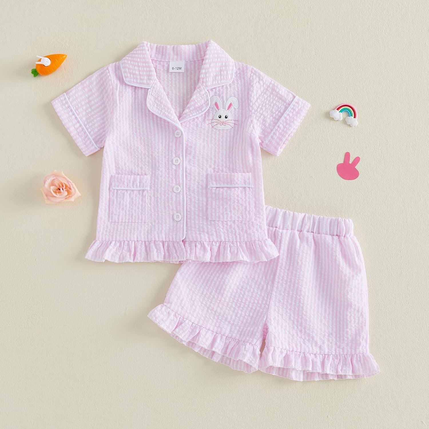 Babieshouse Toddler Baby Girl Boy 4th of July Pajamas Set USA Flag Short Sleeve Button Down Shirt Top Shorts Pjs Sleepwear - Image 7