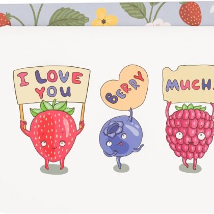 I Love You Berry Much Card with Envelope - Funny & Cute Valentines Day, Birthday, Anniversary Card for Him, Her, Boyfriend, Girlfriend, Husband or Wife