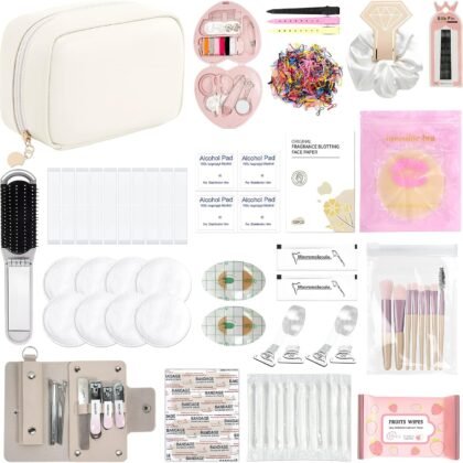 Women's Wedding Emergency Kit for Bride Wedding Survival Set with Makeup Bag, 42 Pc Wedding Daily Travel Essential Items
