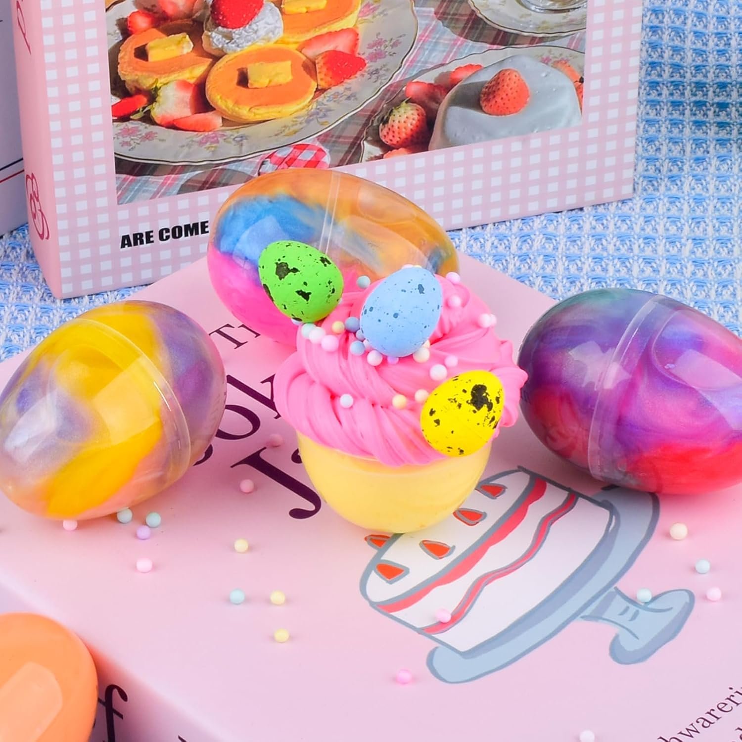 Easter Basket Stuffers - 5 Pack Kit of Eggs Filled with Slime and Charms - Prefilled Eggs with Toys Inside Easter Gifts for Toddlers Teens Girls Boys - Image 2
