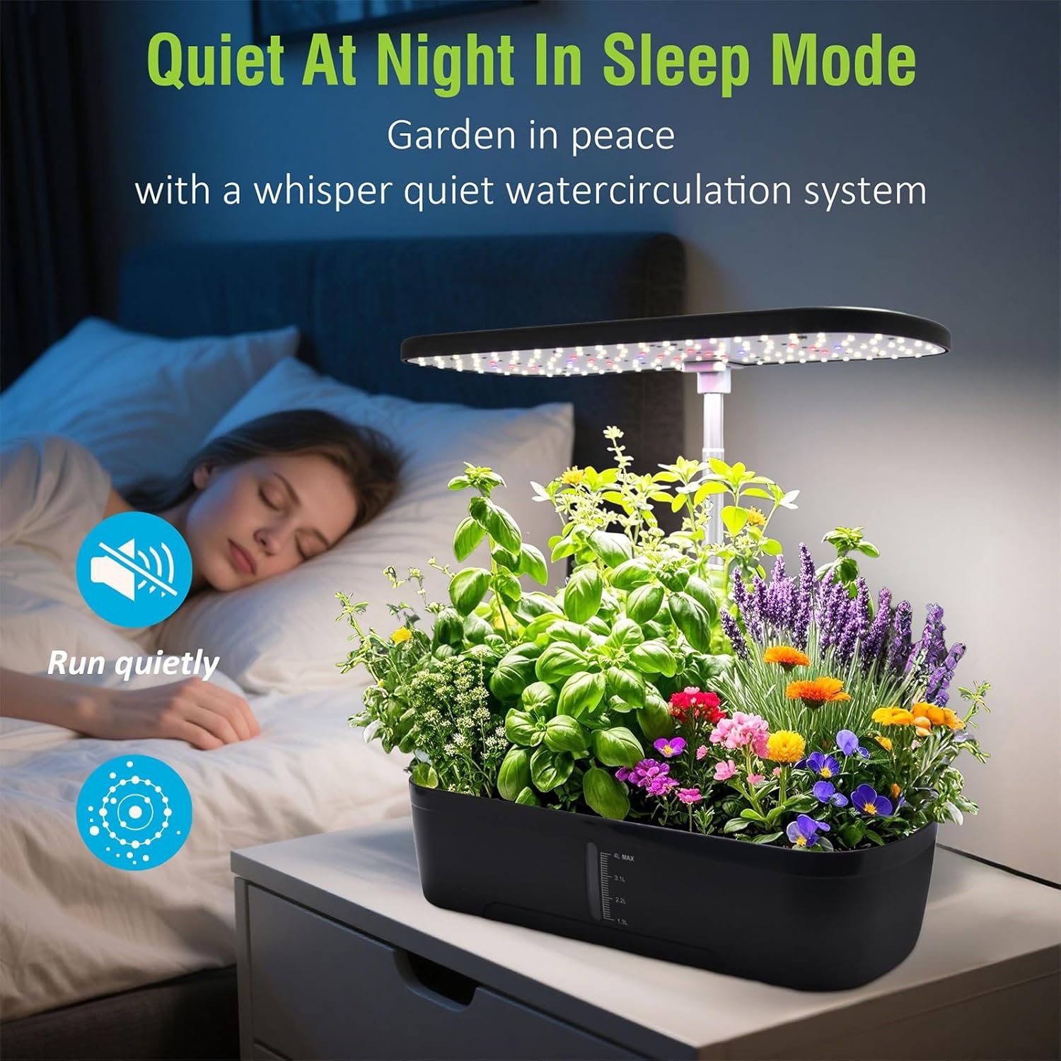 52 Pods Hydroponics Growing System Kit, Indoor Herb Garden with Smart LED Grow Light, Large Capacity Water Tank, Adjustable Height, Auto Timer & Quiet Pump for Home Kitchen Office Indoor Gardening - Image 8