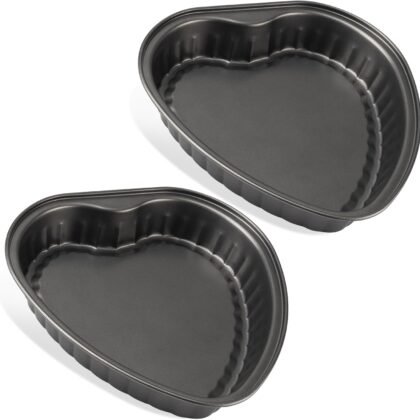 Tiawudi Heart Shaped Cake Pans, Large Heart Cake Pan, Nonstick Baking Molds, 9.5 Inch Cake Tins for Wedding, Birthday, Party & Family, Set of 2