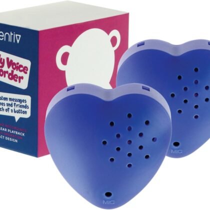 Inventiv 2 Pack, 30 Second Voice Sound Recorder Module for Plush Toy, Stuffed Teddy Bear Animal Recordable Heart, Record Custom Messages (Blue)