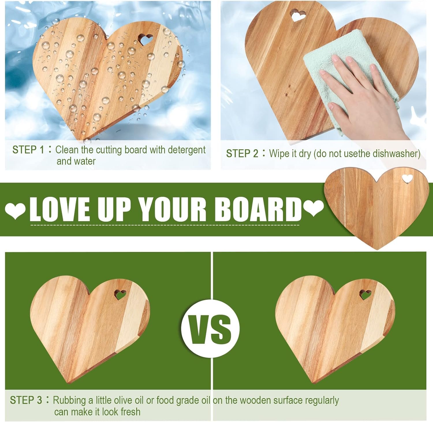 Patelai Heart Shaped Cutting Board, Acacia Wood Heart Charcuterie Board Bread Cheese Serving Platter Serving Charcuterie for Meat Cheese and Vegetables Wooden Servings Tray Valentine Day Women Gifts - Image 4