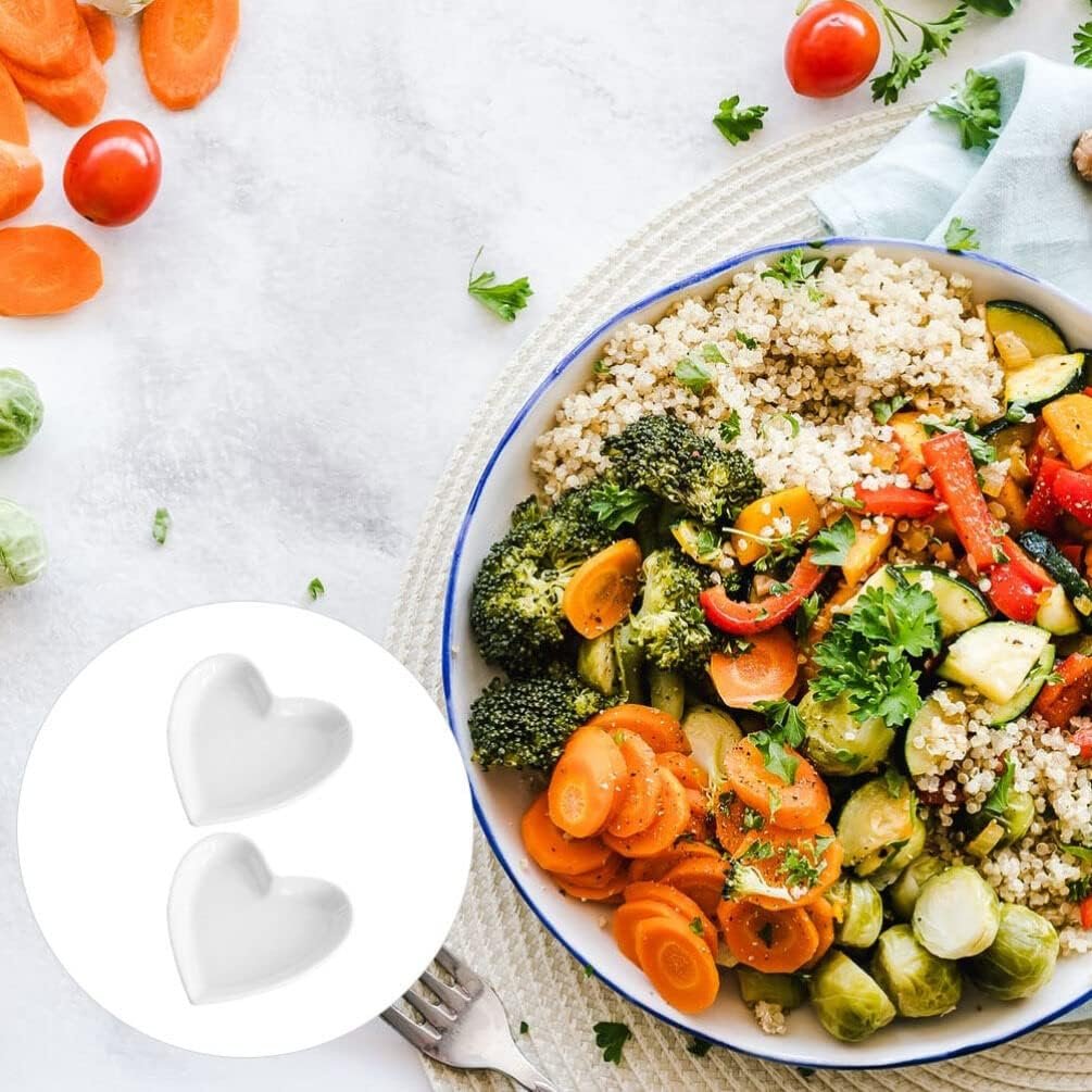 STOBOK Heart Shaped Ceramic Serving Tray Small Jewelry Organizer and Snack Plate for Rings Holder Food Display Dish for Parties Cafes and Home Use 3.62X3.54 Inches - Image 7